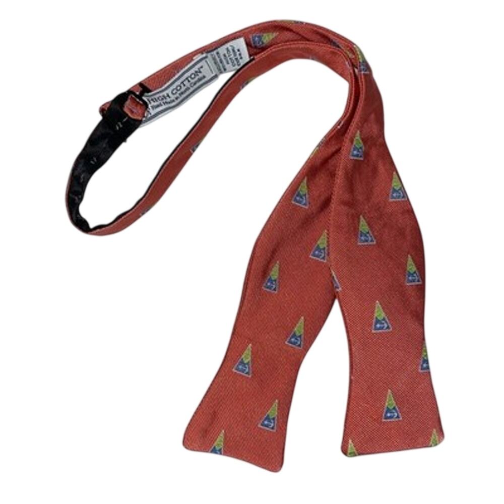 High Cotton Bow Tie Pink/ Salmon Nautical Self Tie Cotton/silk Adjustable USA